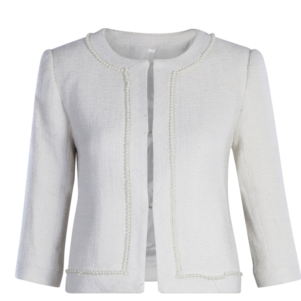 Chic White Tweed Jacket